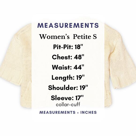 Relativity Cream Short Sleeve Sweater Petite S Y2K Vintage Fall Layering Top - Picture 8 of 10